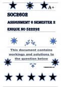 SOC2602 Assignment 6 (COMPLETE ANSWERS) Semester 2 2024 (522292) - DUE 24 September 2024 ; 100% TRUSTED Complete,