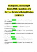 Orthopedic Technologist Exam/JDB5 | Questions and Correct Solutions | Latest Update 2024/2025