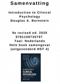 Samenvatting Bernstein Psychologie - 9e revised editie 2020 - Hele boek (EX HST 4) - Taal Nederlands - 9781108735797