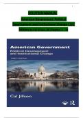 SOLUTION MANUAL - American Government: Political Development and Institutional Change, 12th Edition by Cal Jillson, All Chapters 1 - 16, Complete Latest Version