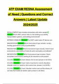 ATP EXAM RESNA Assessment of Need | Questions and Correct Answers | Latest Update 2024/2025