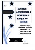 SOC2602 Assignment 6 (COMPLETE ANSWERS) Semester 2 2024 (522292) - DUE 24 September 2024