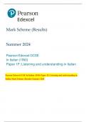 Pearson Edexcel GCSE In Italian (1IN0) Paper 1F: Listening and understanding in  Italian Mark Scheme (Results) Summer 2024