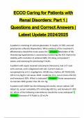 ECCO Caring for Patients with Renal Disorders: Part 1 | Questions and Correct Answers | Latest Update 2024/2025