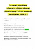 Personally Identifiable Information (PII) v4.0 Exam | Questions and Correct Answers | Latest Update 2024/2025