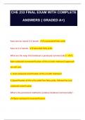 CHE 233 FINAL EXAM WITH COMPLETE  ANSWERS { GRADED A+}