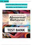 TEST BANK For Understanding Abnormal Behavior, 12th Edition by Sue, ISBN: 9780357365212, All 17 Chapters Covered, Verified Latest Edition