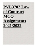 PVL3702 Law of Contract MCQ Assignments 2021/2022.