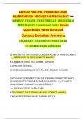 HEAVY TRUCK STEERING AND  SUSPENSION MICHIGAN MECHANIC >>  HEAVY TRUCK ELECTRICAL MICHIGAN  MECHANIC Combined Sets Exam  Questions With Revised   Correct Detailed Answers   |ALREADY GRADED A+ PASS 2024   >> BRAND NEW VERSION! 