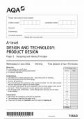 AQA A LEVEL DESIGN AND TECHNOLOGY: PRODUCT DESIGN PAPER 2 QUESTION PAPER 2024 (7552/2: Designing and Making Principles)