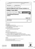 GCSE EDEXCEL 2024 Higher Combined Science Biology Paper 2 (Paper 4) Including Mark Scheme