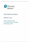 GCSE EDEXCEL 2024 Higher Combined Science Biology Paper 2 (Paper 4) Mark Scheme