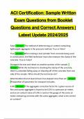 ACI Certification: Sample Written Exam Questions from Booklet Questions and Correct Answers | Latest Update 2024/2025