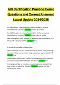 ACI Certification Practice Exam | Questions and Correct Answers | Latest Update 2024/2025