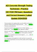 ACI Concrete Strength Testing Technician - Practice C617/C617M Exam | Questions and Correct Answers | Latest Update 2024/2025