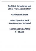 Certified Compliance and Ethics Professional (CCEP) Certification Exam Latest Question Bank 2024-2025 New Questions Included 100 % PASS SOLUTION A+ GRADE