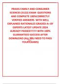 PRAXIS FAMILY AND CONSUMER SCIENCES (5122) EXAM  QUESTIONS AND COMPLETE 100%CORRECTLY VERIFIED ANSWERS  WITH WELL EXPLAINED RATIONALES GRADED A+ BY EXPERTS LATEST UPDATE 2024 ALREADY PASSED!!!!!!! WITH 100% GUARANTEED SUCCESS AFTER DOWNLOAD (ALL YOU NEED 