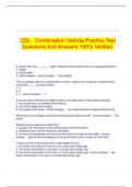 CDL - Combination Vehicle Practice Test Questions And Answers 100% Verified.