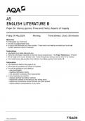 AQA AS ENGLISH LITERATURE B 7716/2A Paper 2A Literary genres: Prose and Poetry: Aspects of tragedy question paper june  2024