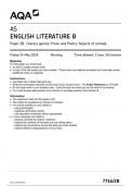 AQA AS ENGLISH LITERATURE B 7716/2B Paper 2B Literary genres: Prose and Poetry: Aspects of comedy question paper june 2024