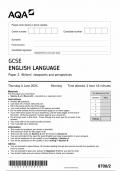 AQA GCSE ENGLISH LANGUAGE PAPER 2 QUESTION PAPER 2024 (8700/2 :Writer's viewpoints and Perspectives )