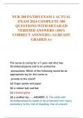 NUR 280 PATHO EXAM 1 ACTUAL  EXAM 2024 COMPLETE 300  QUESTIONS WITH DETAILED  VERIFIED ANSWERS (100%  CORRECT ANSWERS) /ALREADY  GRADED A+ 