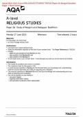 Actual 2024 AQA A-level RELIGIOUS STUDIES 7062/2A Paper 2A Study of Religion and Dialogues: Buddhism Merged Question Paper + Mark Scheme