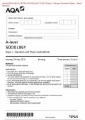 Actual 2024 AQA A-LEVEL SOCIOLOGY 7192/1 Paper 1 Education with Theory and Methods Merged Question Paper + Mark Scheme