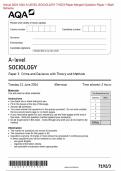 Actual 2024 AQA A-LEVEL SOCIOLOGY 7192/3 Paper 3 Crime and Deviance with Theory and Methods Merged Question Paper + Mark Scheme