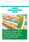 TEST BANK For Nursing Leadership, Management, and Professional Practice for the LPN/LVN, 7th Edition by Tamara R. Dahlke... TEST BANK For Nursing Leadership, Management, and Professional Practice for the LPN/LVN, 7th Edition by Tamara R. Dahlkemper, Verif