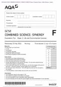 Actual 2024 AQA GCSE COMBINED SCIENCE: SYNERGY 8465/2F Foundation Tier Paper 2 Life and Environmental Sciences Merged Question Paper + Mark Scheme + Inserts