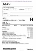 Actual 2024 AQA GCSE COMBINED SCIENCE: TRILOGY 8464/B/1H Biology Paper 1H Merged Question Paper + Mark Scheme