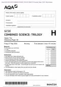 Actual 2024 AQA GCSE COMBINED SCIENCE: TRILOGY 8464/C/1H Chemistry Paper 1H Merged Question Paper + Mark Scheme + Insert