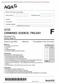 Actual 2024 AQA GCSE COMBINED SCIENCE: TRILOGY 8464/P/2F Physics Paper 2F Merged Question Paper + Mark Scheme + Insert