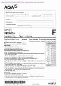 Actual 2024 AQA GCSE FRENCH 8658/LF Paper 1 Listening Foundation Tier Merged Question Paper + Mark Scheme (with Listening Test Transcript)