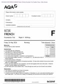 Actual 2024 AQA GCSE FRENCH 8658/WF Paper 4 Writing Foundation Tier Merged Question Paper + Mark Scheme