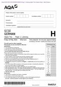 Actual 2024 AQA GCSE GERMAN 8668/LH Paper 1 Listening Higher Tier Merged Question Paper + Mark Scheme (with Listening Test Transcript)