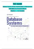 Test Bank For Database Systems: Design, Implementation, & Management 14th Edition by Coronel & Morris All 16 Chapters Covered ,Latest Edition ISBN:9780357673034