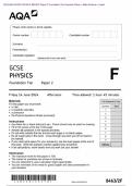 Actual 2024 AQA GCSE PHYSICS 8463/2F Paper 2 Foundation Tier Merged Question Paper + Mark Scheme + Insert