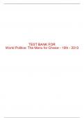 Test Bank For World Politics: The Menu for Choice - 10th - 2013 All Chapters - 9781111772017