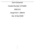 ENG1501  MARKED Ass 1 Achieved 96% 