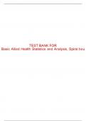 Test Bank For Basic Allied Health Statistics and Analysis, Spiral bound Version - 4th - 2015 All Chapters - 9781133602705