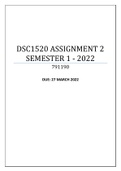 DSC1520 ASSIGNMENT 2  SEMESTER 1 - 2022