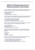 NURS 317 Pharmacology Exam 4 Practice Questions And Answers.