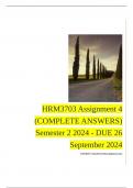 HRM3703 Assignment 4 (COMPLETE ANSWERS) Semester 2 2024 - DUE 26 September 2024