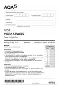 AQA GCSE Media Studies Paper 1 June 2024 QUESTION PAPER-8572/1