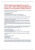 NR 511 Final Exam Questions & Answers  (Latest 2024 / 2025): Differential Diagnosis &  Primary Care Practicum (Verified Answers) 