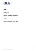 OCR GCE  Biology A H420/01  Biological processes A Level Mark Scheme for June 2024