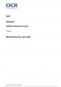 OCR GCE  Biology A H420/02: Biological diversity A Level Mark Scheme for June 2024