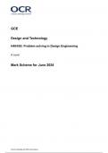 OCR GCE  Design and Technology H404/02: Problem solving in Design Engineering A Level Mark Scheme for June 2024